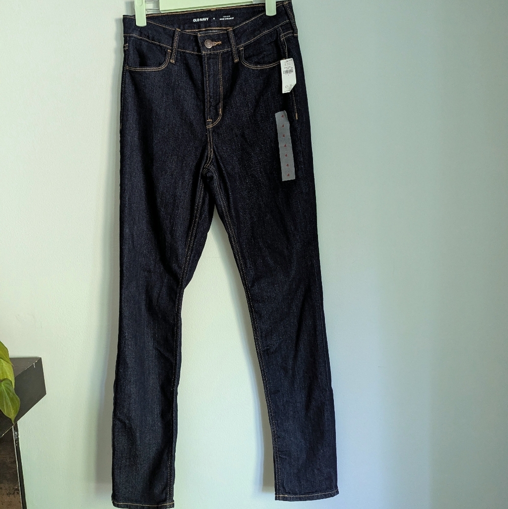 NEW Old Navy Women's 4 Wow High Rise Straight Jeans Dark Wash NWT 194